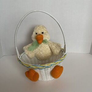 Vintage Plush Duck Easter Basket Baby Cute T.L. Toys Hong Kong